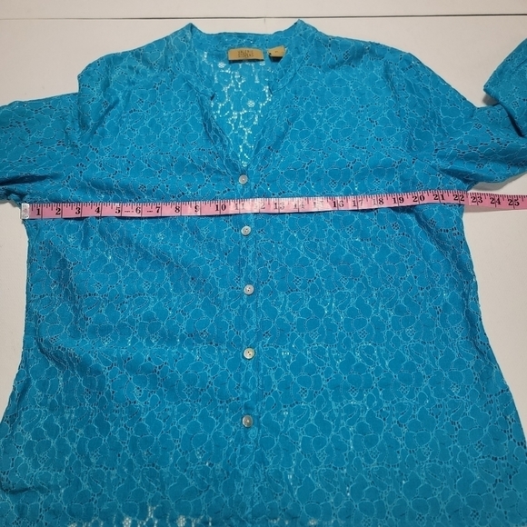Valerie Stevens Women’s teal Blue Lace Lightweight Button Up Blouse shacket XL - Picture 10 of 12
